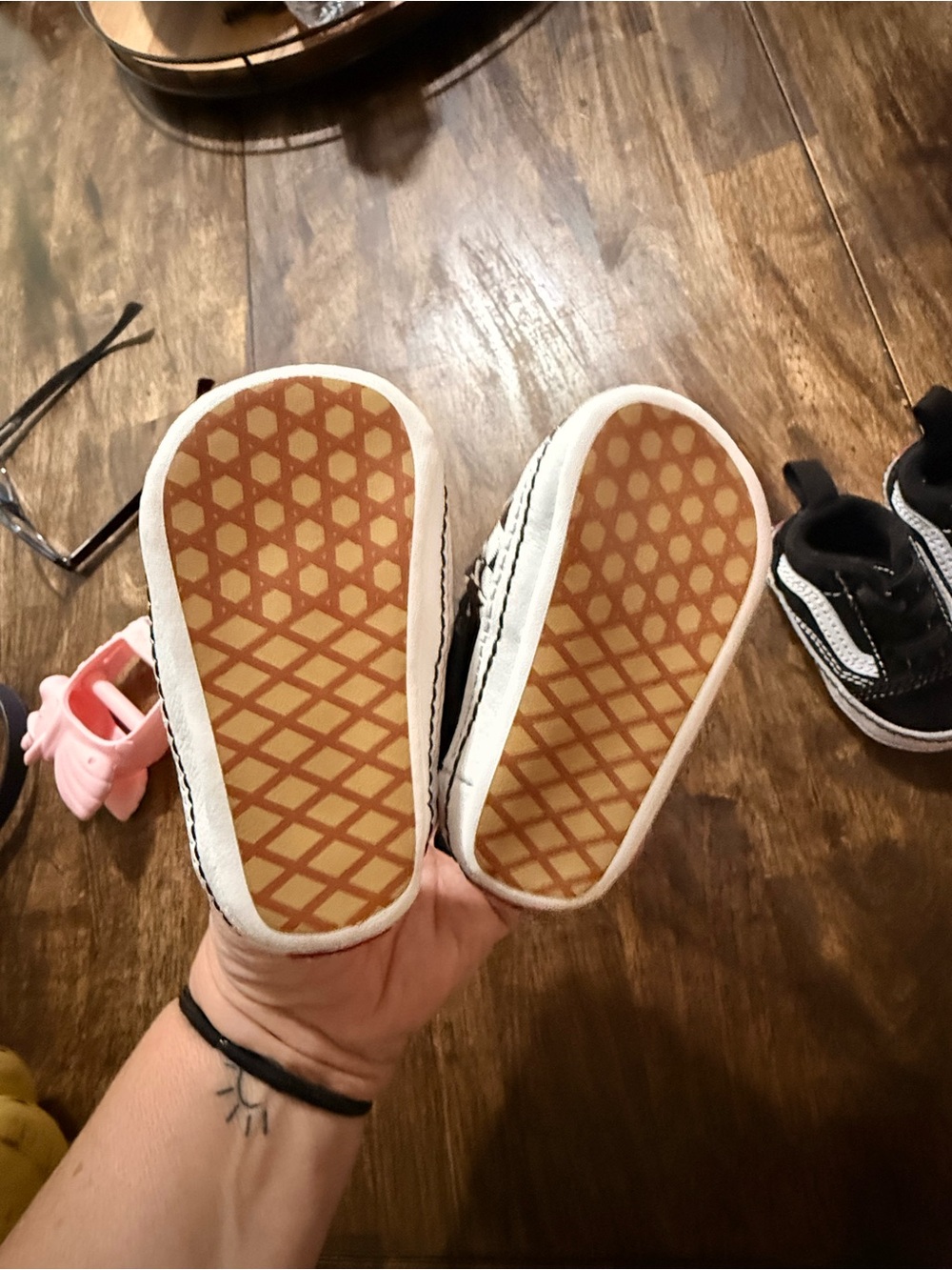 Vans Slip On Infant Baby Crib Shoes - Black & White Checkered- Boys or Girls - Picture 5 of 11
